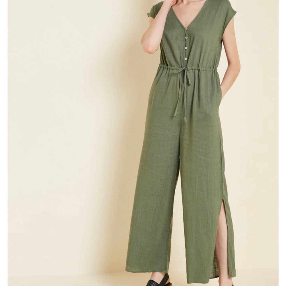 Linen button jumpsuit